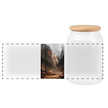 Berglandschaft Illustration Poster - Panorama Keksdose mit Holzdeckel - Weiß - Vorne