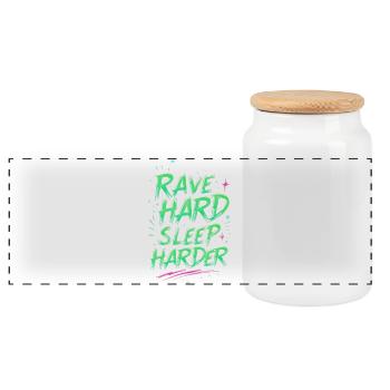 Motivational Lighting Rave Neon - Panoramic Cookie Jar with Wooden Lid - white - Front