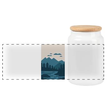 Vintage-Landschaft mit See und Bergen - Panorama Keksdose mit Holzdeckel - Weiß - Vorne