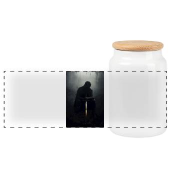 Poster Illustration Chevalier - Panoramic Cookie Jar with Wooden Lid - white - Front