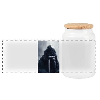 Poster Illustration Chevalier - Panoramic Cookie Jar with Wooden Lid - white - Front