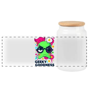 Geeky Goodness - Panoramic Cookie Jar with Wooden Lid - white - Front