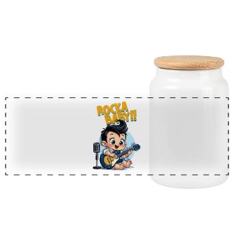 Rocka Baby Rockabilly - Panoramic Cookie Jar with Wooden Lid - white - Front