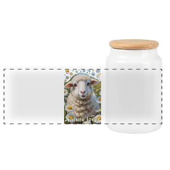 Amoureux de la nature câlin mouton fleur prairie - Boîte à biscuits avec couvercle en bois - blanc - Devant