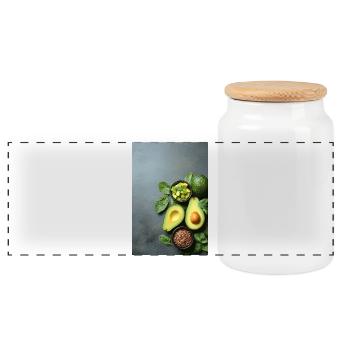 Avocado Spinat Anthrazit - Panorama Keksdose mit Holzdeckel - Weiß - Vorne