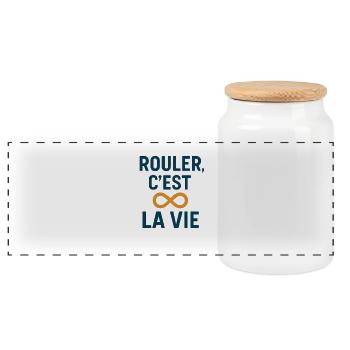 Rouler, C'est La Vie Infini - Boîte à biscuits avec couvercle en bois - blanc - Devant