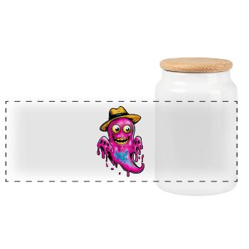Little Ghost - Panoramic Cookie Jar with Wooden Lid - white - Front