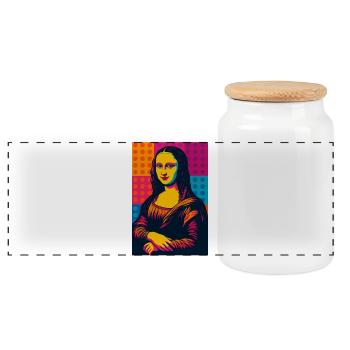 Mona Lisa Pop Art - Boîte à biscuits avec couvercle en bois - blanc - Devant