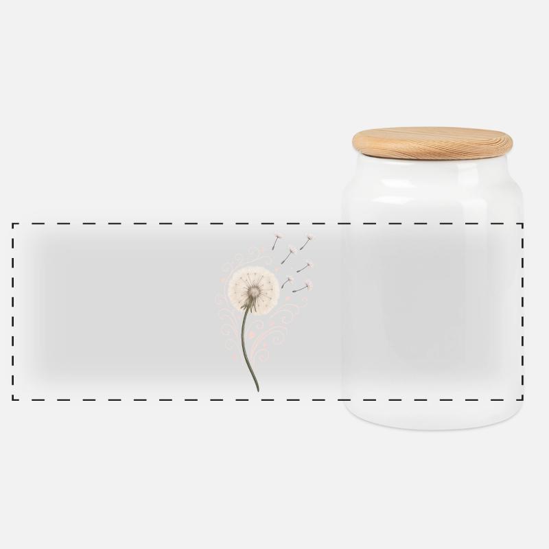 Magische Pusteblume – romantisch & stylisch - Panorama Keksdose mit Holzdeckel - Weiß