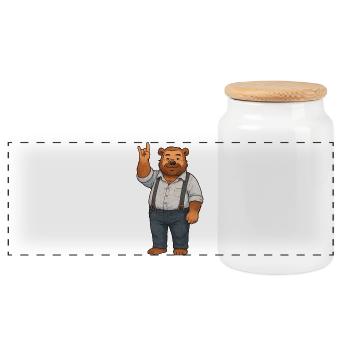 Brummbär rocks - Panoramic Cookie Jar with Wooden Lid - white - Front