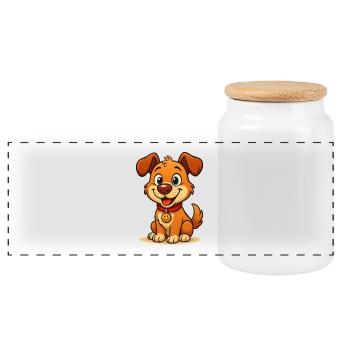 Schnuppern Sie am süßesten Hund der Welt # - Panorama Keksdose mit Holzdeckel - Weiß - Vorne