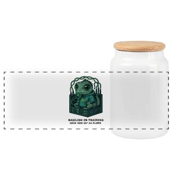 Basilisk.exe - Panoramic Cookie Jar with Wooden Lid - white - Front