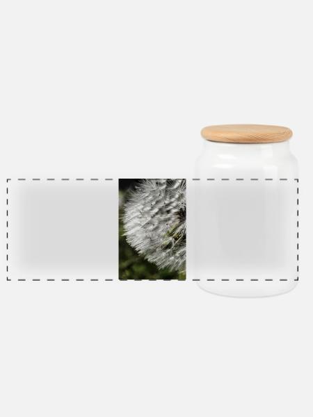 Löwenzahn Pusteblume Nahaufnahme Natur Fotografie - Panorama Keksdose mit Holzdeckel - Weiß