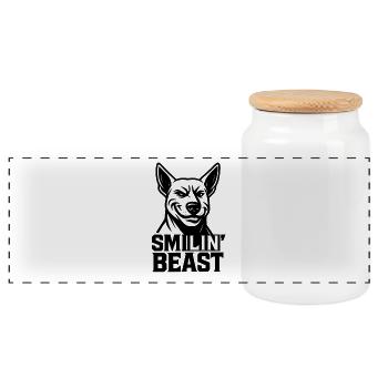 Bête souriante - Boîte à biscuits avec couvercle en bois - blanc - Devant