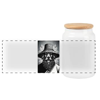 Le chien vigilant - Boîte à biscuits avec couvercle en bois - blanc - Devant