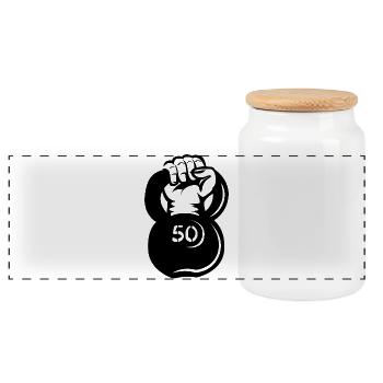 Kettlebell Lift pour Strongman - Logo de musculation - Boîte à biscuits avec couvercle en bois - blanc - Devant