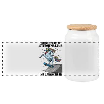 Planche à roulettes Licorne - Boîte à biscuits avec couvercle en bois - blanc - Devant