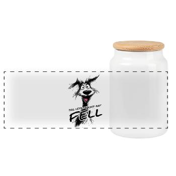 Das letzte Kind hat Fell – Lustiges Hunde-Shirt! - Panorama Keksdose mit Holzdeckel - Weiß - Vorne