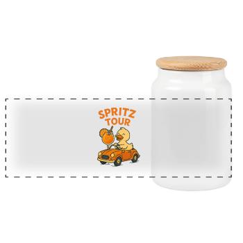 Spritz Tour mit Ente – Lustiges Sommer-Shirt für A - Panorama Keksdose mit Holzdeckel - Weiß - Vorne
