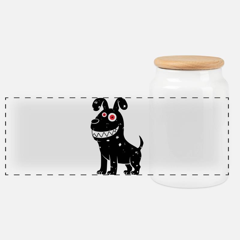Graffiti de chien - Boîte à biscuits avec couvercle en bois - blanc