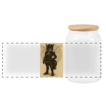 Lady Steamcat - Panoramic Cookie Jar with Wooden Lid - white - Front