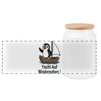 Penguin Sailing Dinghy Yacht Au revoir - Boîte à biscuits avec couvercle en bois - blanc - Devant