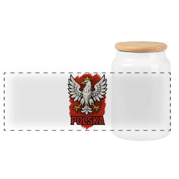 Pologne Polska aigle drapeau drapeau épique cadeau - Boîte à biscuits avec couvercle en bois - blanc - Devant