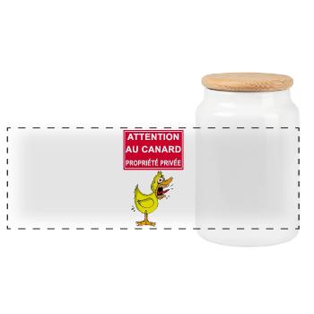 Attention au canard ! - Boîte à biscuits avec couvercle en bois - blanc - Devant