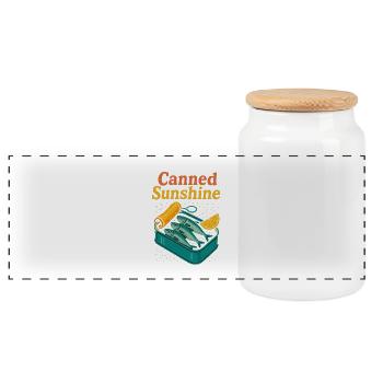 Canned Sunshine – Sardine Pop‑Art Tee - Panorama Keksdose mit Holzdeckel - Weiß - Vorne