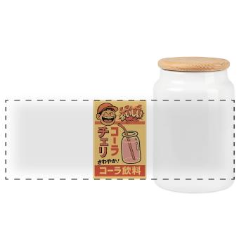Retro Japanese Cherry Cola Poster - Panorama Keksdose mit Holzdeckel - Weiß - Vorne