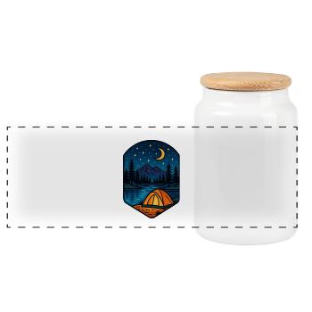 Starry Lake Escape - Panoramic Cookie Jar with Wooden Lid - white - Front