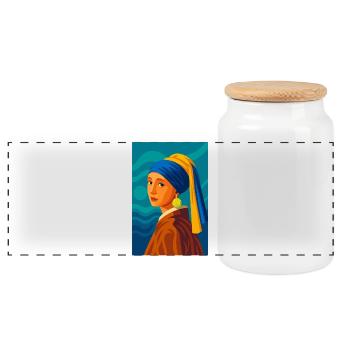 The Maiden (in suspension) - Panoramic Cookie Jar with Wooden Lid - white - Front