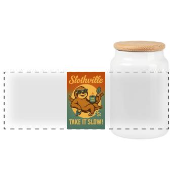 Paresseux Slothville - Boîte à biscuits avec couvercle en bois - blanc - Devant