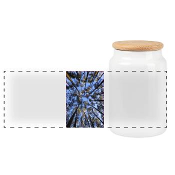 Between the sky and the treetops – a look up - Panoramic Cookie Jar with Wooden Lid - white - Front