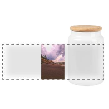 Wild beach Pleśna before the storm - Panoramic Cookie Jar with Wooden Lid - white - Front