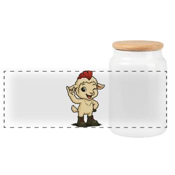 Punk Rock Lamb - Panoramic Cookie Jar with Wooden Lid - white - Front