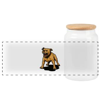 Pitbull – No leash, no mercy - Panoramic Cookie Jar with Wooden Lid - white - Front