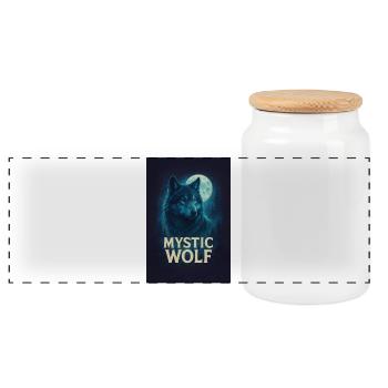 Mystic Wolf - Panorama Keksdose mit Holzdeckel - Weiß - Vorne