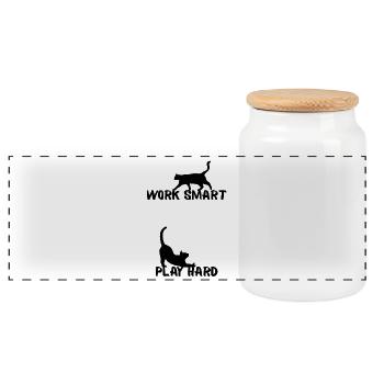 Work smart - Panoramic Cookie Jar with Wooden Lid - white - Front
