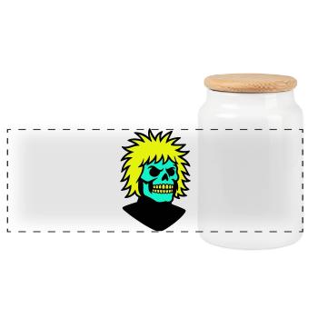 Skullman mit cooler Frisur - Panorama Keksdose mit Holzdeckel - Weiß - Vorne