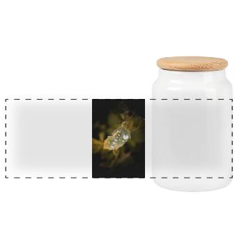 Leaf Water Drops - Panoramic Cookie Jar with Wooden Lid - white - Front