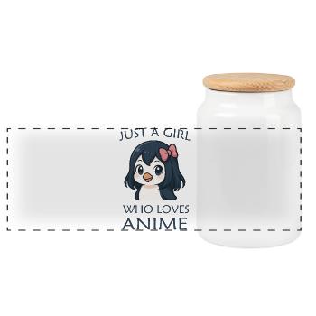 Pingouin mignon Juste une fille qui aime l’anime - Boîte à biscuits avec couvercle en bois - blanc - Devant