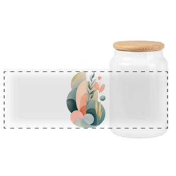 Pastel Abstract Flora Composition - Panoramic Cookie Jar with Wooden Lid - white - Front