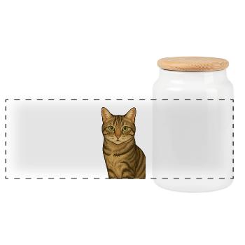 Stolze Tigerkatze - Panorama Keksdose mit Holzdeckel - Weiß - Vorne