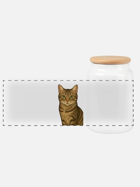 Stolze Tigerkatze - Panorama Keksdose mit Holzdeckel - Weiß