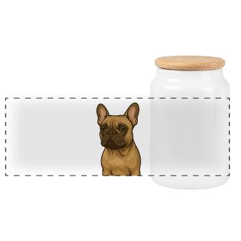 Frenchie in Love - Panorama Keksdose mit Holzdeckel - Weiß - Vorne