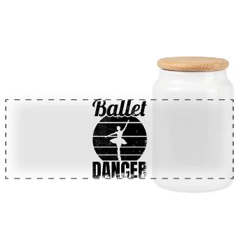Ballet Dancer - Panoramic Cookie Jar with Wooden Lid - white - Front