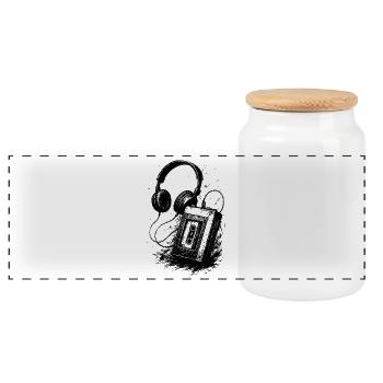 Analog sound - Panoramic Cookie Jar with Wooden Lid - white - Front