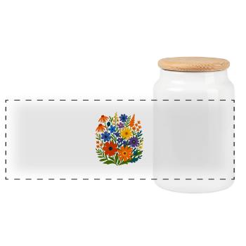 Fleurs sauvages Bloomscape - Boîte à biscuits avec couvercle en bois - blanc - Devant