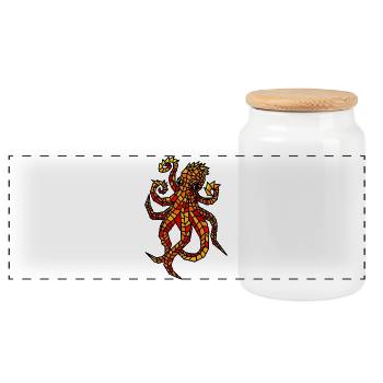 Feuriges Mosaik-Oktopus-Design - Panorama Keksdose mit Holzdeckel - Weiß - Vorne
